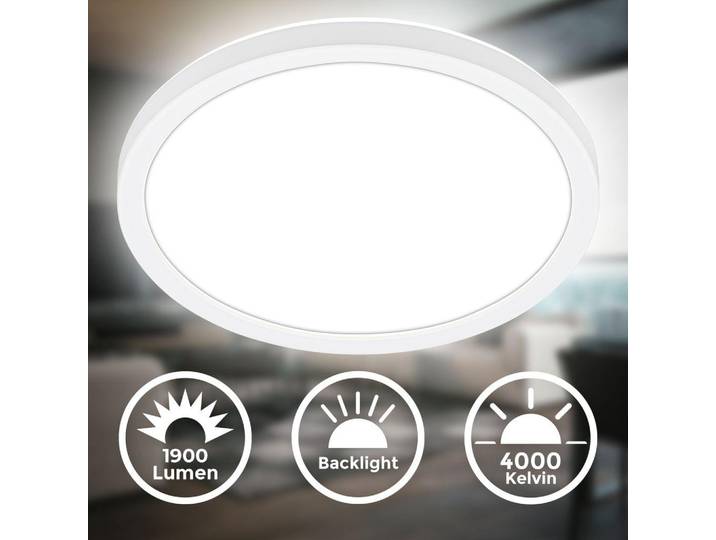 LED Panel Ø24 cm - 16W, 1900lm, flach, backlight, neutralweiß, weiß