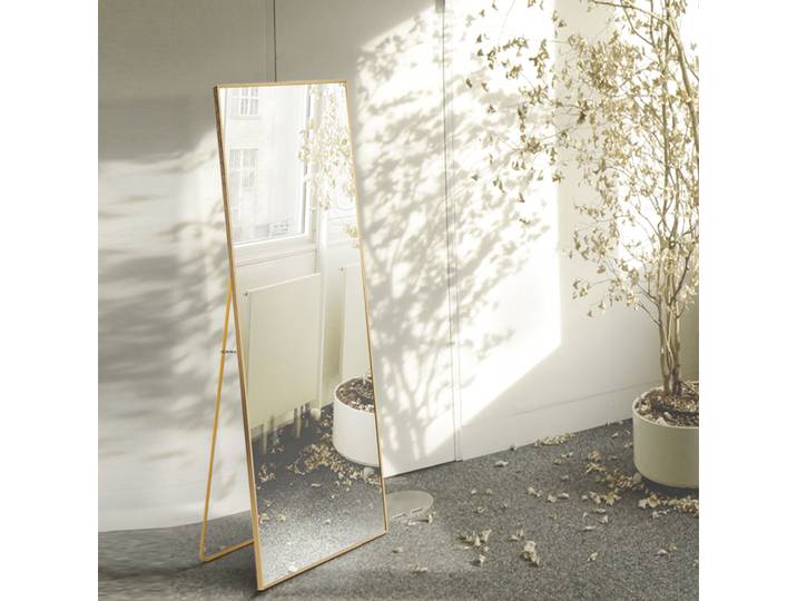 Superaly, miroir pleine longueur 150×40 cm, miroir décoratif, miroir sur pied, miroir de vanité, miroir pleine longueur pour la décoration du salon, doré