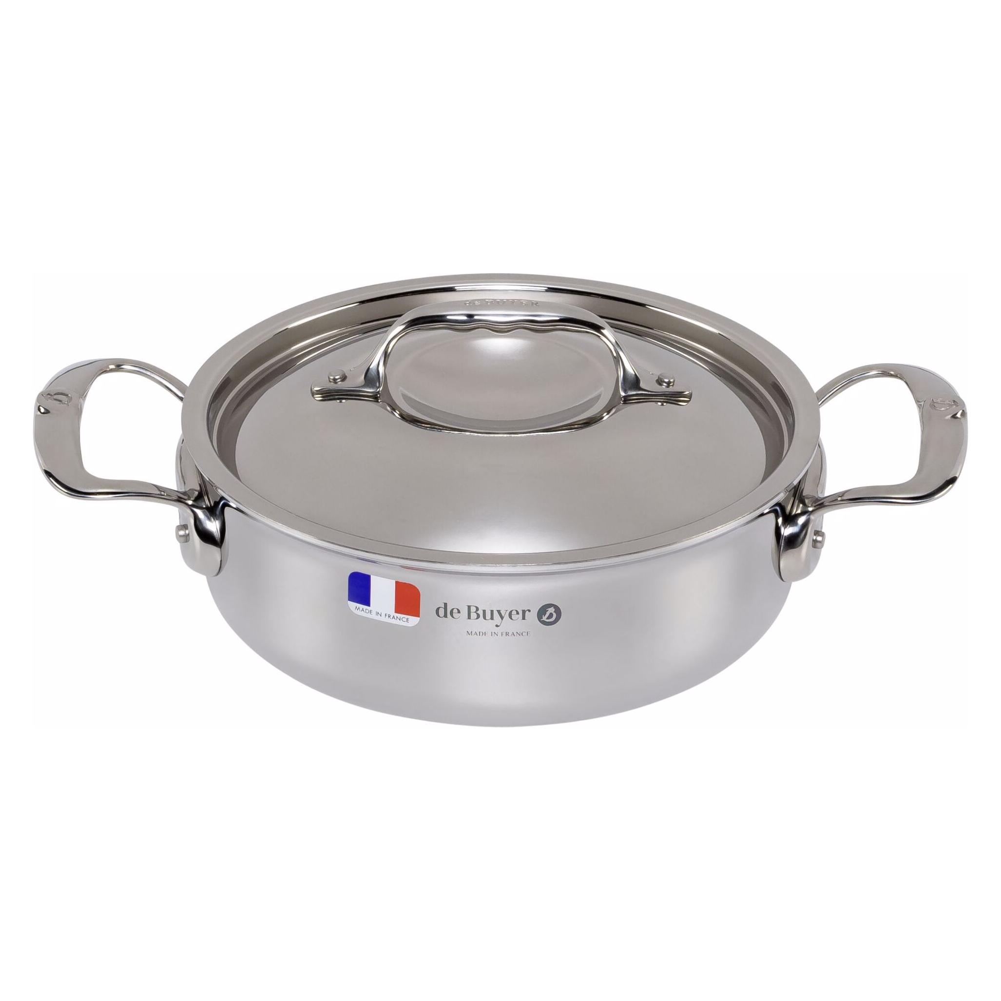 de Buyer Affinity Bratentopf niederer mit Deckel 20 cm (Kochtopf, Aluminium, Edelstahl, 20 x 11 cm) (DB3741-20)