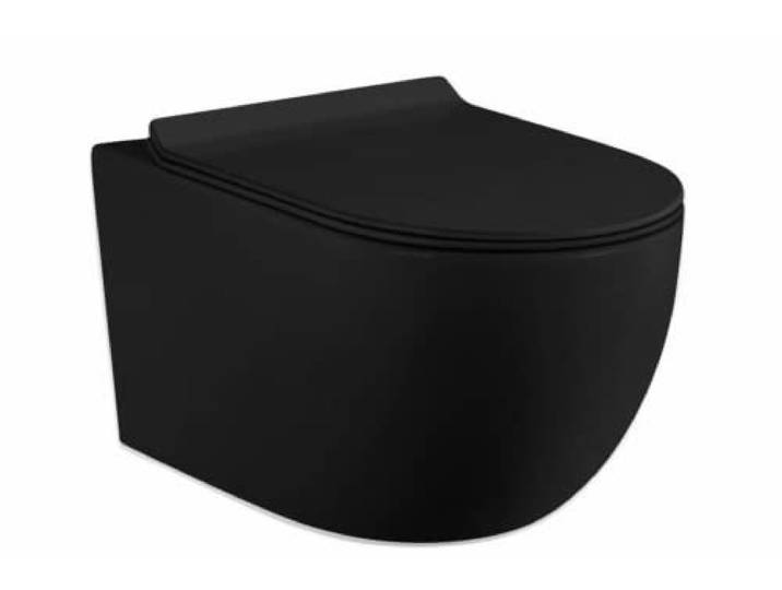 WC schwarz Komplettset Spülrandlos Sitz Soft Close für Vorwandelement Unterputz Spülkasten Vorwandspülkasten Keramik Unterputzspülkasten Wand Toiletten Set Schüssel (schwarz)