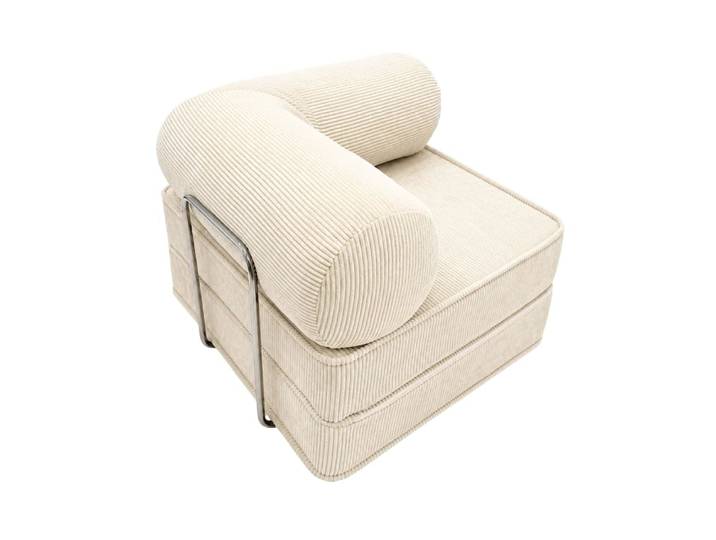Fauteuil convertible avec accoudoirs en velours côtelé crème