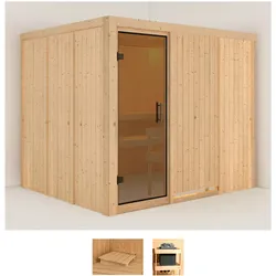 Sauna KARIBU "Gitte", beige (naturbelassen), ohne Ofen, (ohne Ofen), Saunen, ohne Ofen