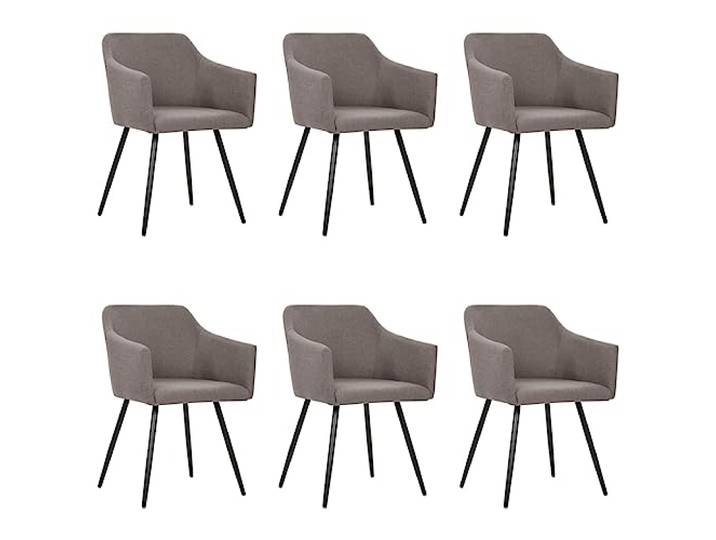 RJPLMFV Essstühle, 6 Stück, Taupe Stabiler Metallrahmen, dicke Polsterung, ergonomisch, maximale Belastung 110 kg