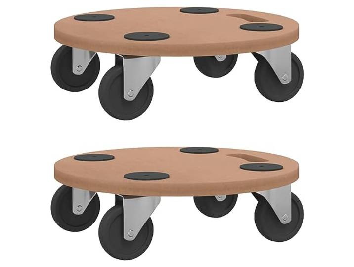 vidaXL Chariots sur roulettes 2 pcs Rond Bois d'ingénierie\, Chariot de déménagement\, Plate-Forme à roulettes\, Chariot pour déplacer des boîtes