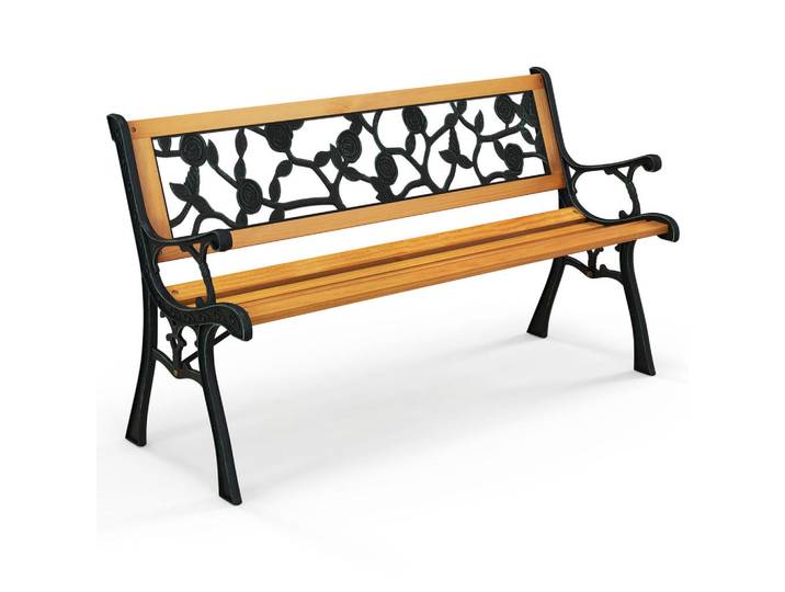Costway Parkbank Natur, Naturfarben, Holz, 127.5x73.5x52.5 cm, Gartenmöbel, Gartenbänke