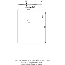 Hoesch Duschwanne Nias 1400x1000x35 strukturierte Oberfläche 4575xA.730
