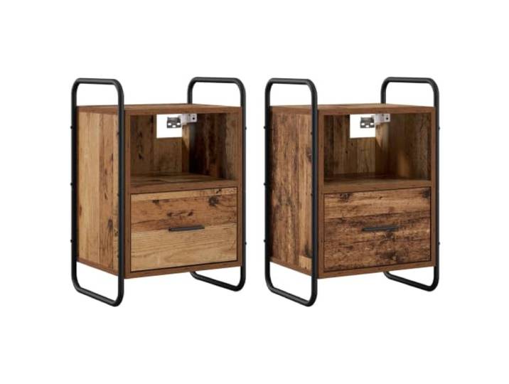 vidaXL Hängender Nachttisch 2 stk. Altholz 40 x 30 x 60 cm Bietet viel Platz für Essentials, Schlanke, klare Linien mit minimaler Ornamentik, Spart Platz und sorgt für ein schlankes