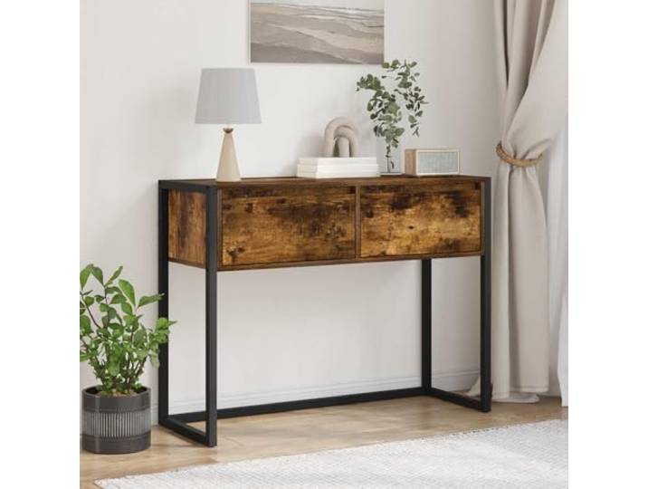 TEKGHUT Beistelltisch 100 x 36 x 75 cm Holzwerkstoff mit Stahlbeinen Stahlbeine, robuste Holzwerkstoffplatte, industrieller Stil, pflegeleicht, einfache Montage