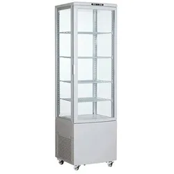 Ristoattrezzature Getränke- und Gebäck-Kühlvitrine 238 Liter 4-seitig verglast weiß 0/+12 °C 51,5x48,5x171,5h cm  Bullet points