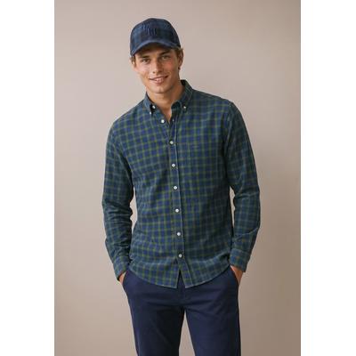Karohemd FYNCH-HATTON, Herren, Gr. M, N-Gr, cypress, Web, Obermaterial: 100% Baumwolle, kariert, regular fit hüftbedeckend, Rundhals, Hemden Karohemd, mit Button-Down-Kragen