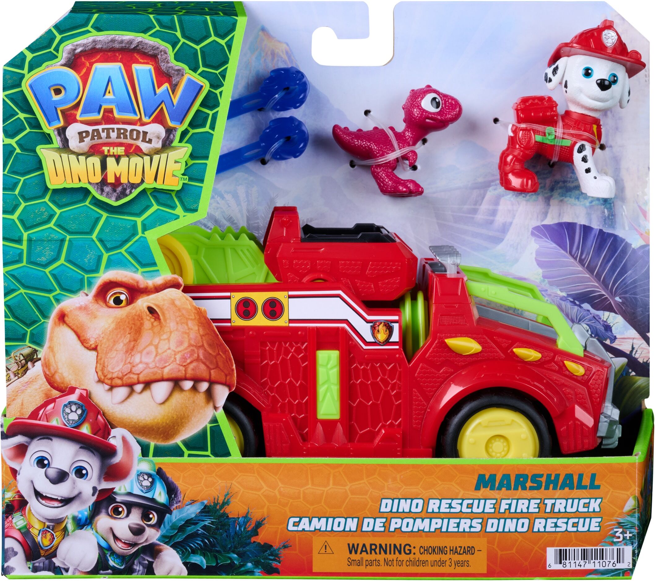 Spielzeug-Auto SPIN MASTER "PAW Patrol: Der Dino Film, Marshalls Dino-Feuerwehrauto", rot (bunt), Spielzeugfahrzeuge, KinderB:20cm, Spielzeug-Auto, B:20cm