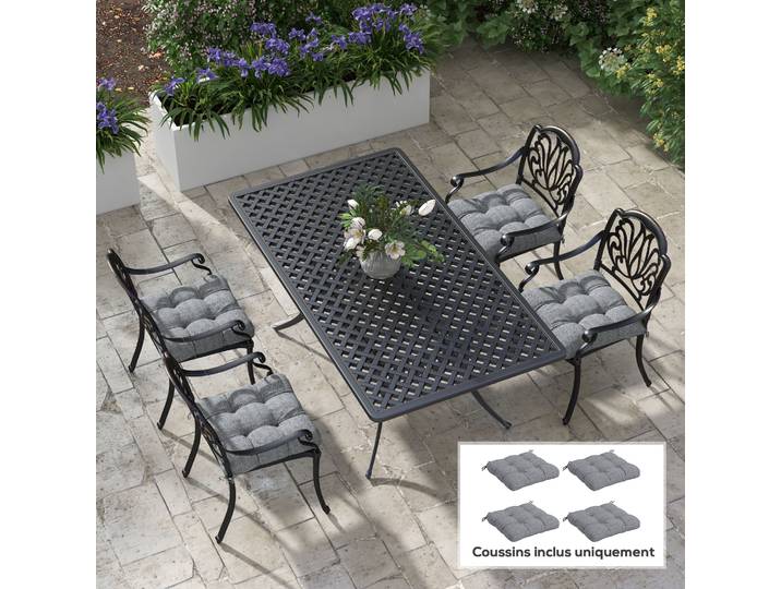 Outsunny Coussins Chaise Jardin 4pcs Capitonné Gris 48x48 cm
