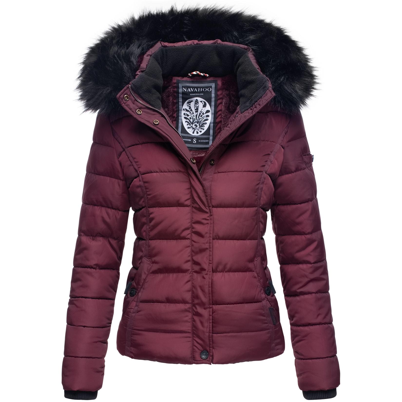 NAVAHOO Damen Steppjacke Hochwertige Winterjacke Mit Voluminöser Kunstpelz-Kapuze Miamor