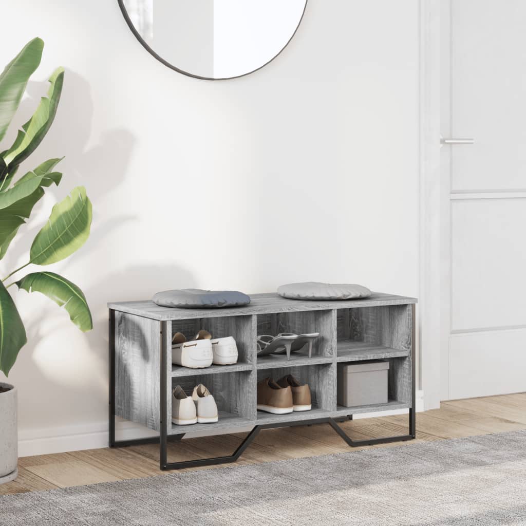 vidaXL Zapatero de madera de ingeniería gris Sonoma 90x38x45,5 cm Gris