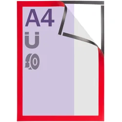 Magnetrahmen A4, selbstklebend selbstklebend vollflächig | rot, Hart-PVC
