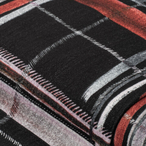 Flanell / Blusenstoff "Karo", schwarz/rot