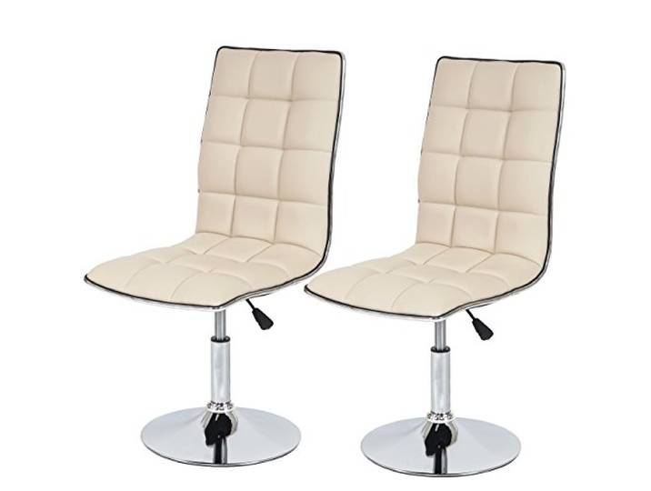 Mendler Lot de 2 chaises de séjour HWC-C41 Similicuir - crème