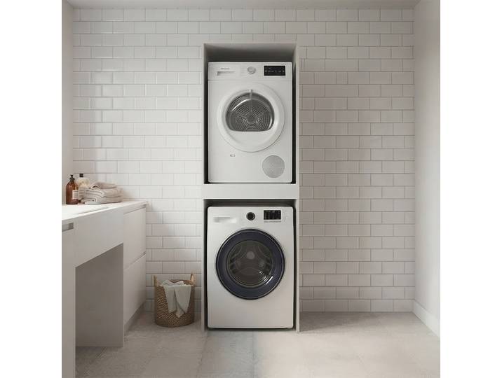 Meuble pour lave-linge et sèche-linge blanc mat 67x68,6x187,5 cm