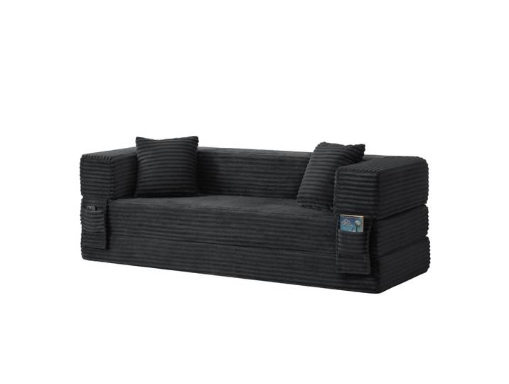 Canapé 3 places modulable sans armature, velours gris foncé