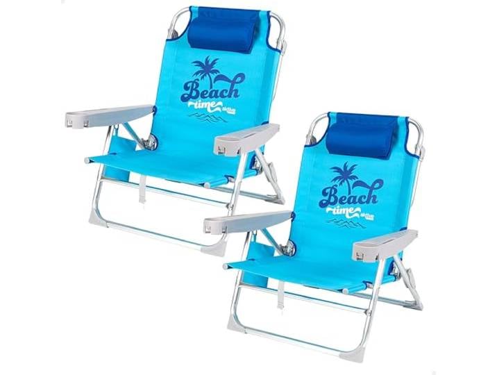 AKTIVE Set mit 2 Klappstühlen, Verschiedene Positionen für Strand, Garten, Terrasse oder Camping, 5 Positionen, 53 x 58 x 80 cm, inklusive Tasche, Untersetzer, Kippschutz, Tragkraft 110 kg,