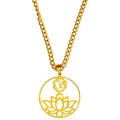 Halskette 'Om Lotus' Edelstahl vergoldet