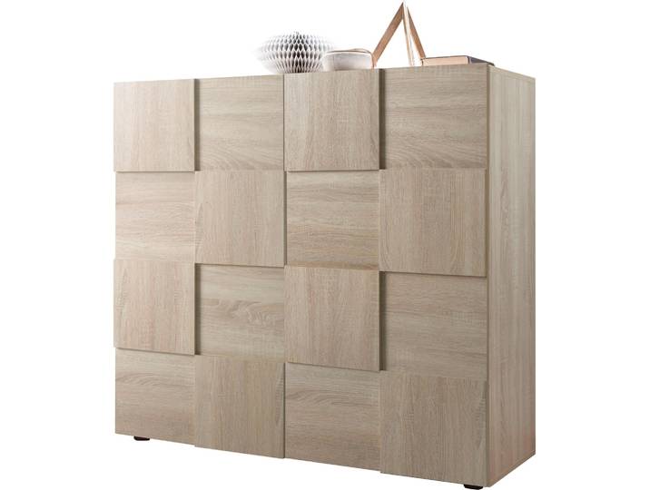 Highboard HOME AFFAIRE Dama Höhe 111 cm, Breite 121 cm, Kommode 2 Türen, Hochkommode , braun (eiche sonoma), Sideboards, Highboard, Front in 3D-Optik, viel Stauraum, verschiedene Farben