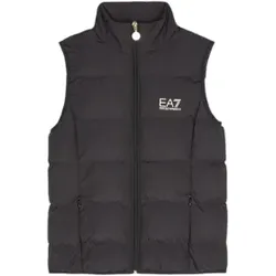 EA7 für Mädchen. 8NFQ08_FNF8Z Schwarz glänzende Weste (10Años= 142cm), Lässig, Polyester, Kinderbekleidung