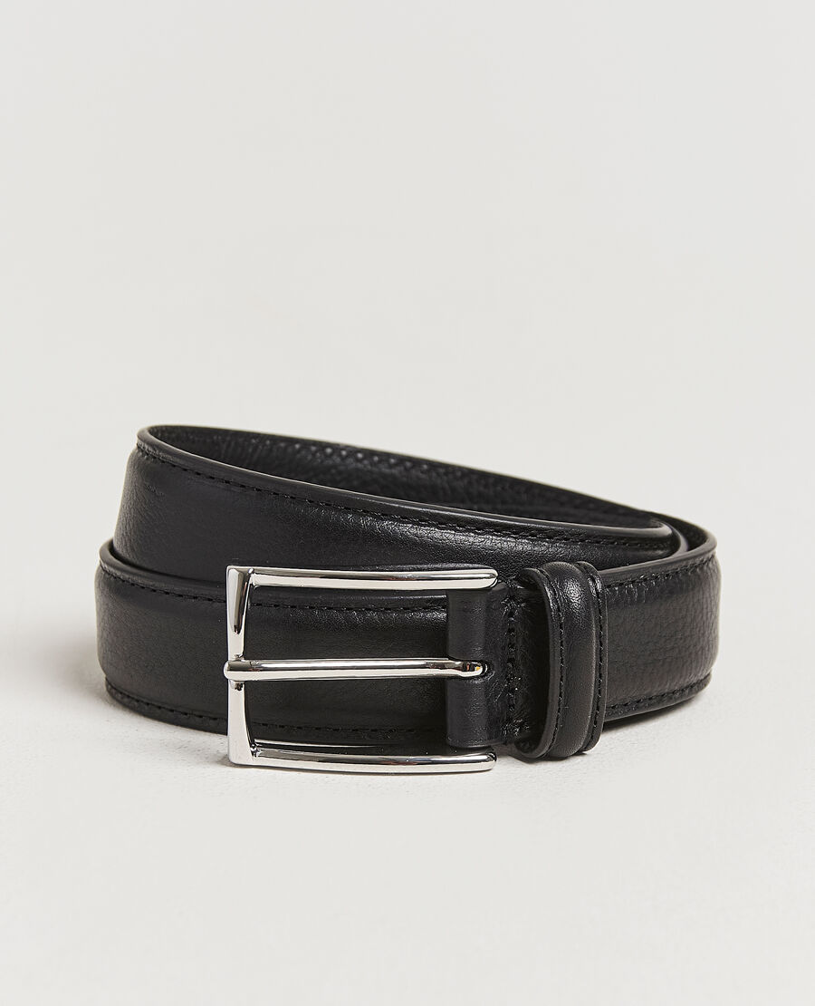 Anderson's Structure Leather Suit Belt 3 cm Black men 90 Sort