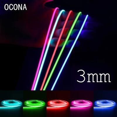 Inspired Finds SlimGlow 3 Mm Ultra Thin COB LED Strip Light (12V High Density) 0.5m 12v 2pin Wire orange