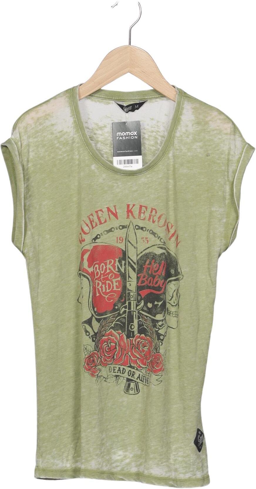 Queen Kerosin Damen T-Shirt, Grün, Gr. M, Synthetik / Baumwolle - Second Hand