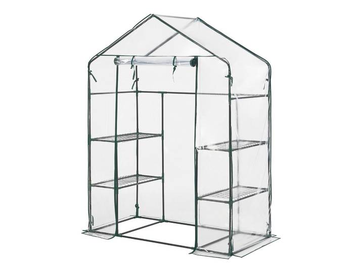 [en.casa] Gewächshaus Hoorn, Transparent, Kunststoff, 140x195x73 cm, Gartenzubehör, Gewächshäuser