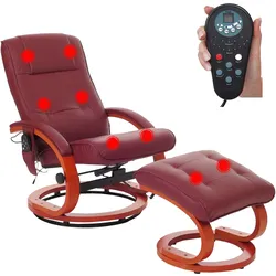 Relaxsessel mit Hocker und Massagefunktion Kunstleder, bordeaux
