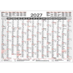 Korsch Tafelkalender 259827, mit Ferienübersicht, aus 250 g/m² Karton, 14 Monate = 1 Seite, A4, Jahr 2027