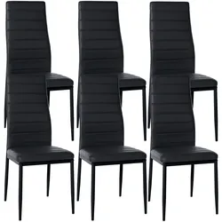 CLP 6er Set Esszimmerstühle Mayfair Kunstleder   Farbe: schwarz, Material: Kunstleder
