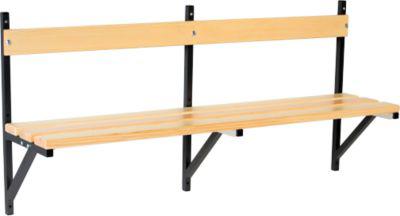 Wandbank, Holz, 2000 mm breit, anthrazit (RAL 7016)