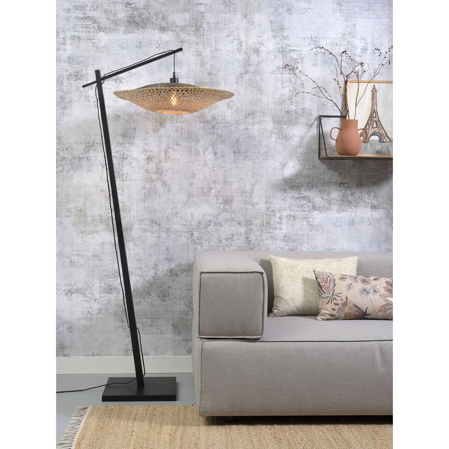 home24 Staande lamp Kalimantan Ø 60cm bruin beige zwart
