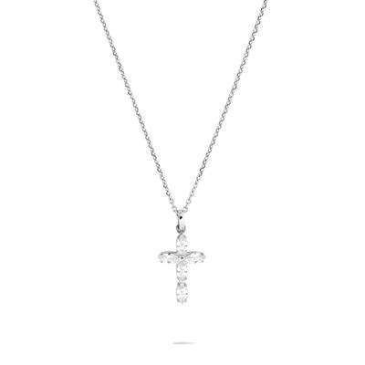 Kette mit Anhänger TAMARIS "Cross, Kreuz", silber (edelstahlfarben), Halsketten, Damen, Edelstahl, L: 47 B: 0,4mm, B:0,4mm