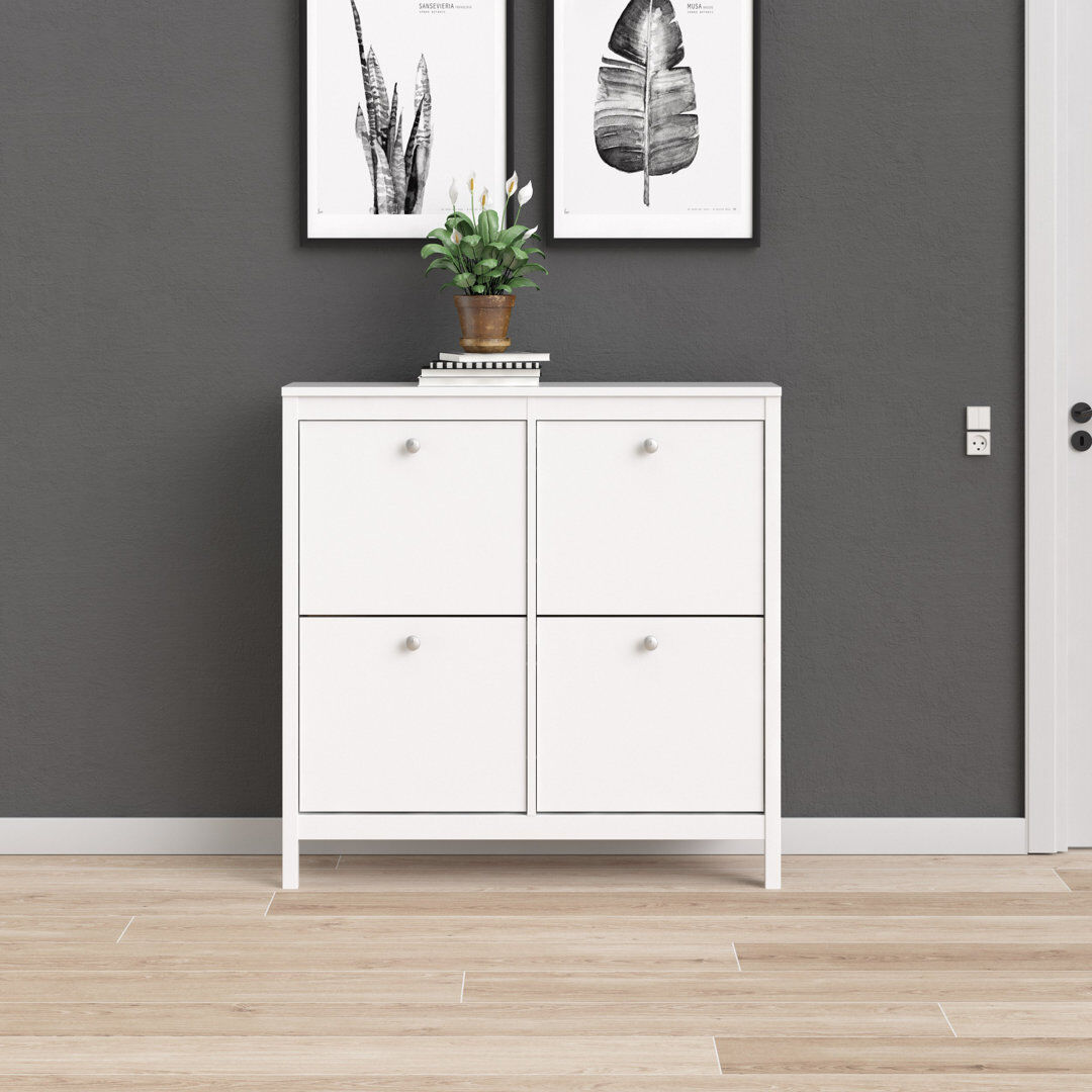 Ebern Designs Cynteria 16 Pair Shoe Storage Cabinet White 16