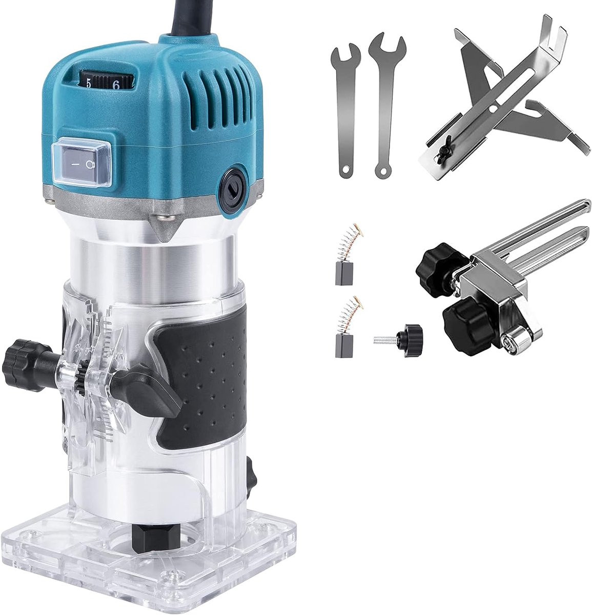 Elektrische Freesmachine met 6 snelheden, 800W en 30000 tpm, blauw