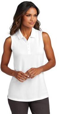 Port Authority LK110SV Women's Dry Zone UV Micro-Mesh Sleeveless Polo Shirt in White size 3XL   Polyester