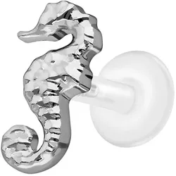 PTFE Labret mit Innengewinde + Titan-Aufsatz SEEPFERDCHEN