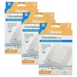 15 "Lifemed" Duschpflaster XXL 10 cm x 8 cm transparent "Aqua"