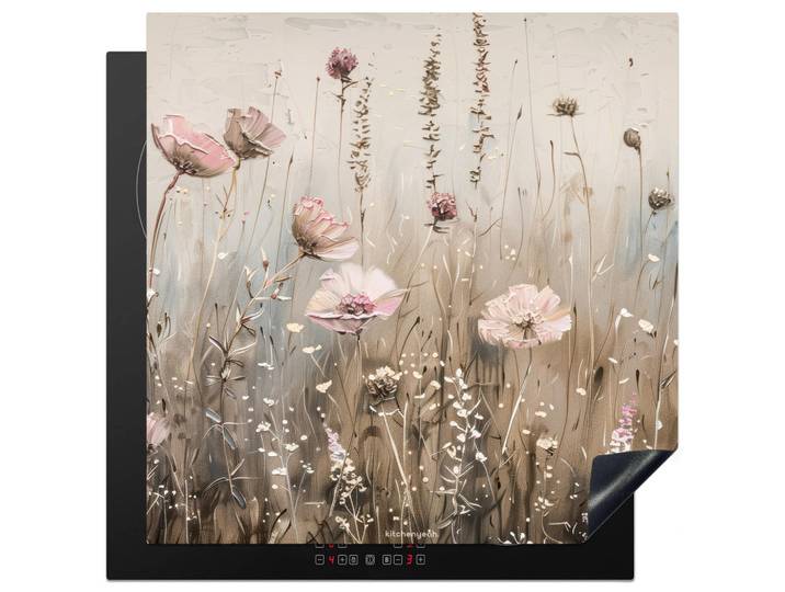 MuchoWow Herabdeckplatte - Blumen - Beige - Trockenblumen - 78x78, Kunststoff, Quadratisch, 78x78x0.2 cm, Geschirr, Tischkultur & Serviergeschirr, Servierplatten