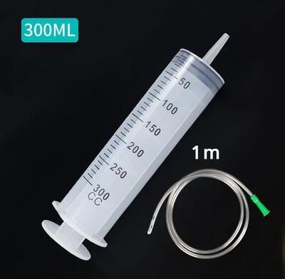 Inspired Finds Large Capacity Reusable Syringe Pump With Hose For Fluid Transfer And Pet Feeding 300ml 10.1 Fl Oz