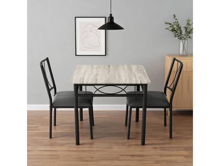 JOLLYTOP Ensemble Table Carrée 74cm et 2 Chaises - Petit Espace Style Rustique - Cuisine/Studio/Appartement