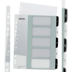 LEITZ 1213-00-00 LEITZ Kunststoff-Register WOW, Zahlen, A4 Überbreite, 1-5
