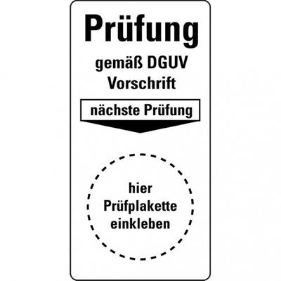 Dreifke® Mini-Grundplakette Prüfung DGUV Vorschrift, nP, ökologische Folie, 20x40mm, 16/Bogen
