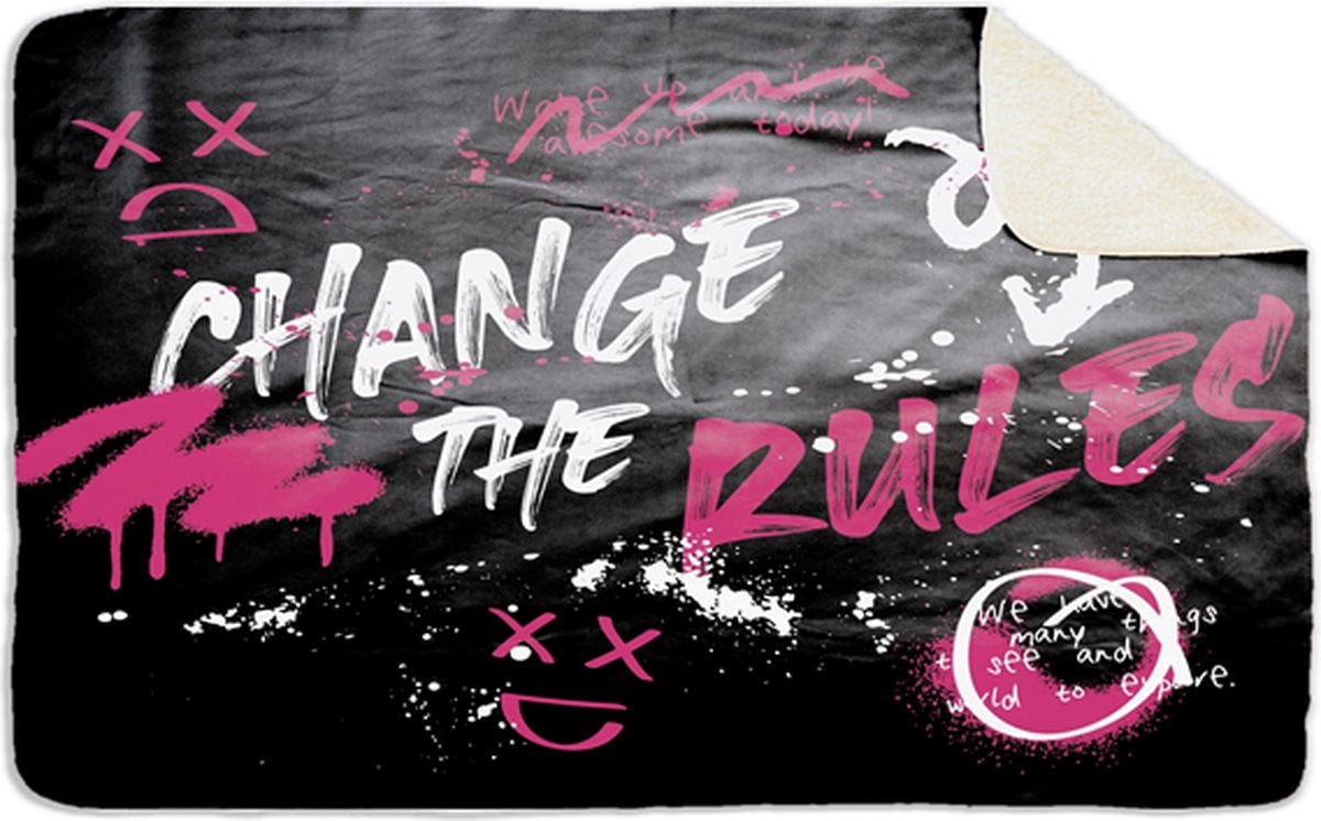 Fleecedeken Change the rules FD2023001 van polyester sherpa, 96 x 146 cm