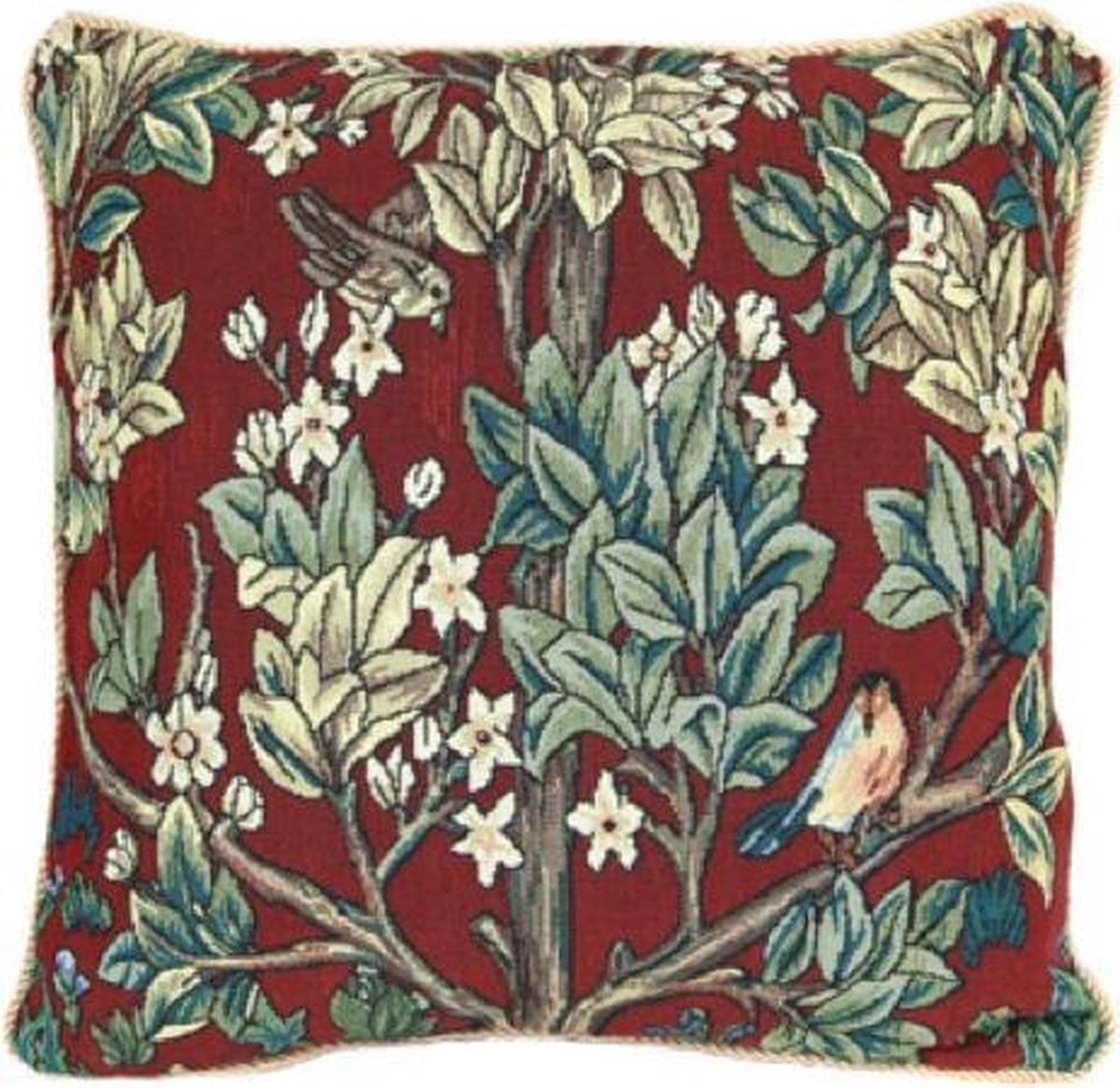 Signare Kussenhoes Gobelin Morris Tree of Life Rood 45 cm