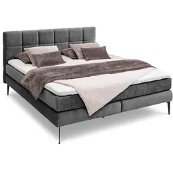 Boxspringbett Adel 160 x 200 cm Stoff Grau Dunkelgrau